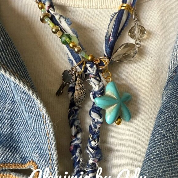 Bandanna turquoise layered statement necklace - Picture 5 of 6